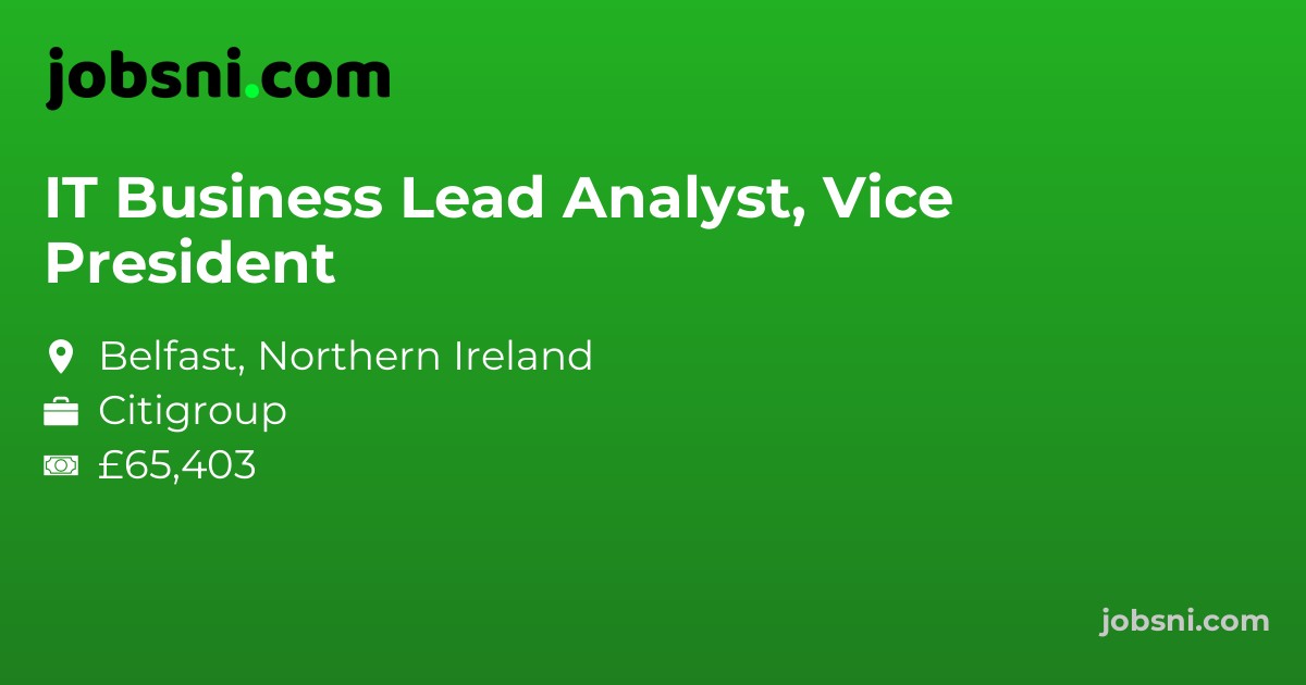 IT Business Lead Analyst, Vice President - Apply Now