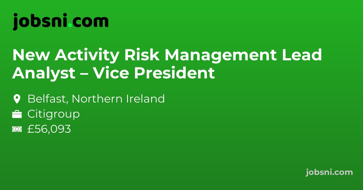 New Activity Risk Management Lead Analyst – Vice President - Apply Now
