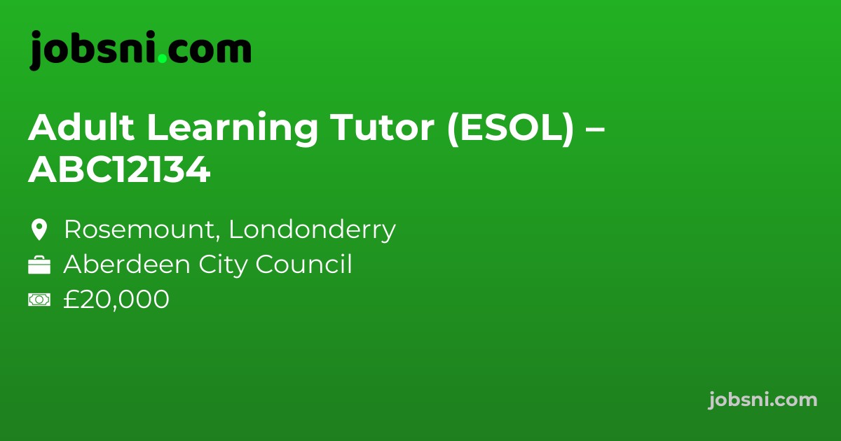 Adult Learning Tutor (ESOL) – ABC12134