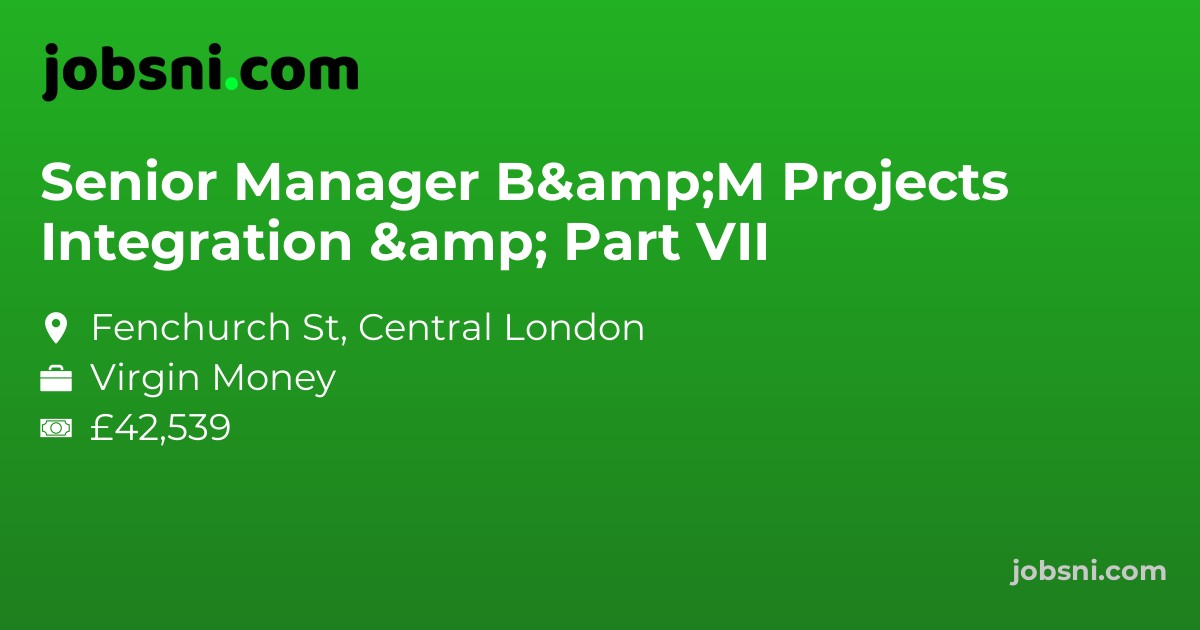 Senior Manager B&M Projects Integration & Part VII