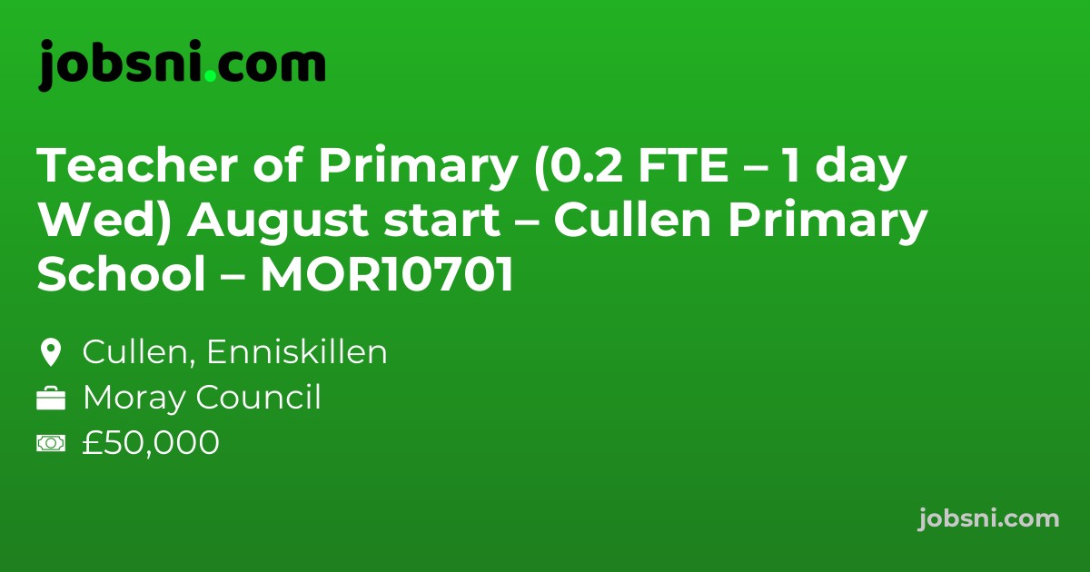 Teacher of Primary (0.2 FTE – 1 day Wed) August start – Cullen Primary School – MOR10701