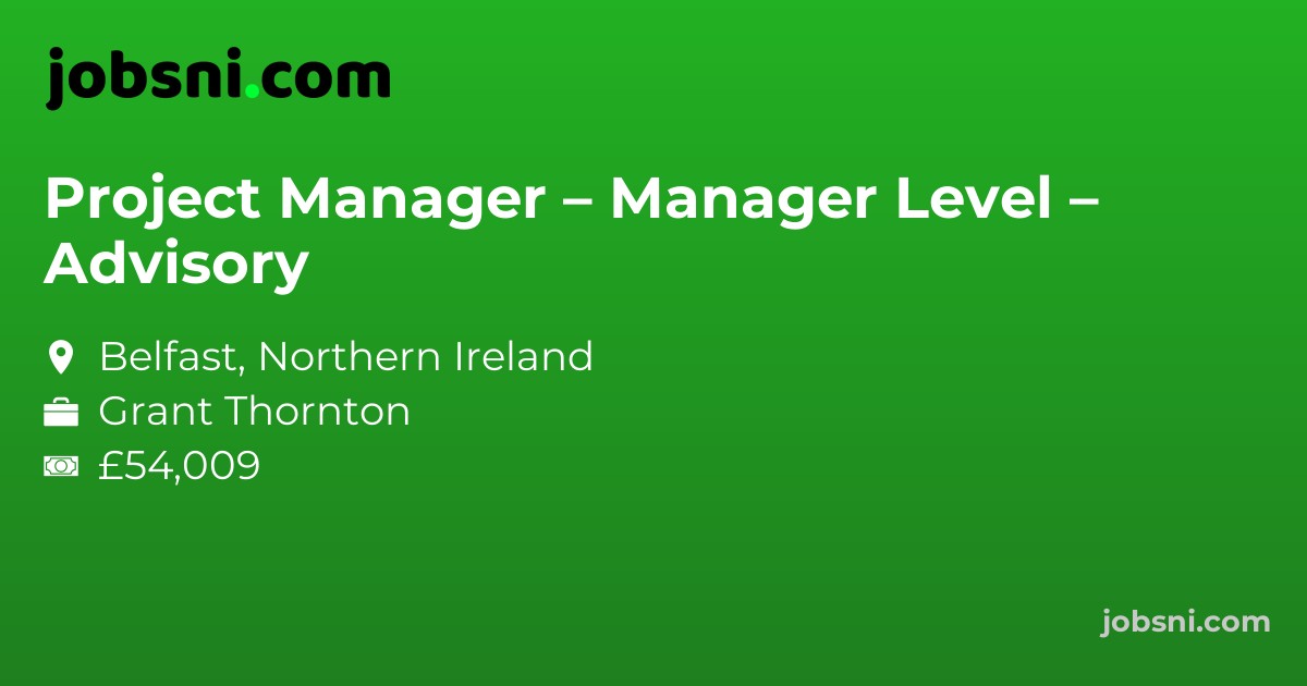 Project Manager – Manager Level – Advisory