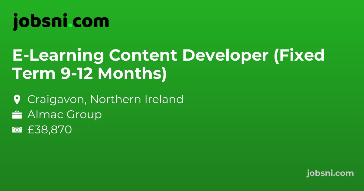 E-Learning Content Developer (Fixed Term 9-12 Months)