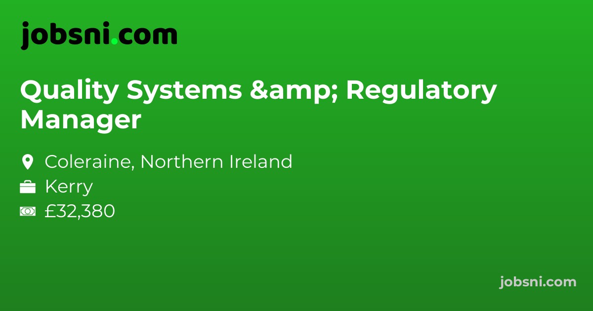 Quality Systems & Regulatory Manager
