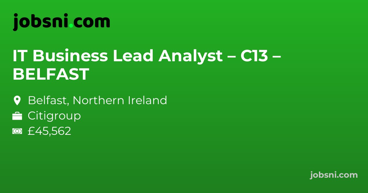 IT Business Lead Analyst – C13 – BELFAST