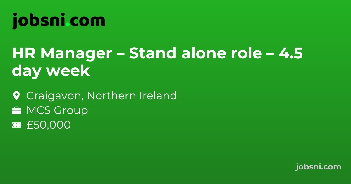 HR Manager – Stand alone role – 4.5 day week