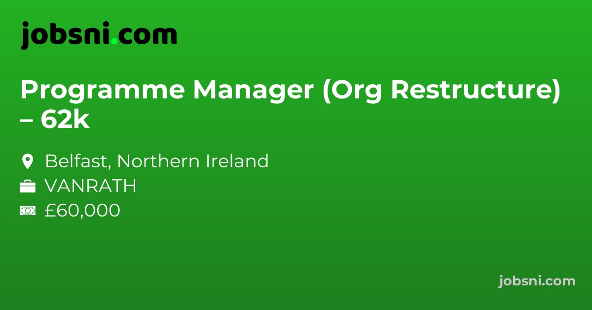 Programme Manager (Org Restructure) – 62k