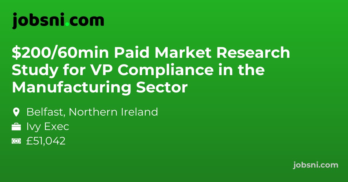 $200/60min Paid Market Research Study for VP Compliance in the Manufacturing Sector
