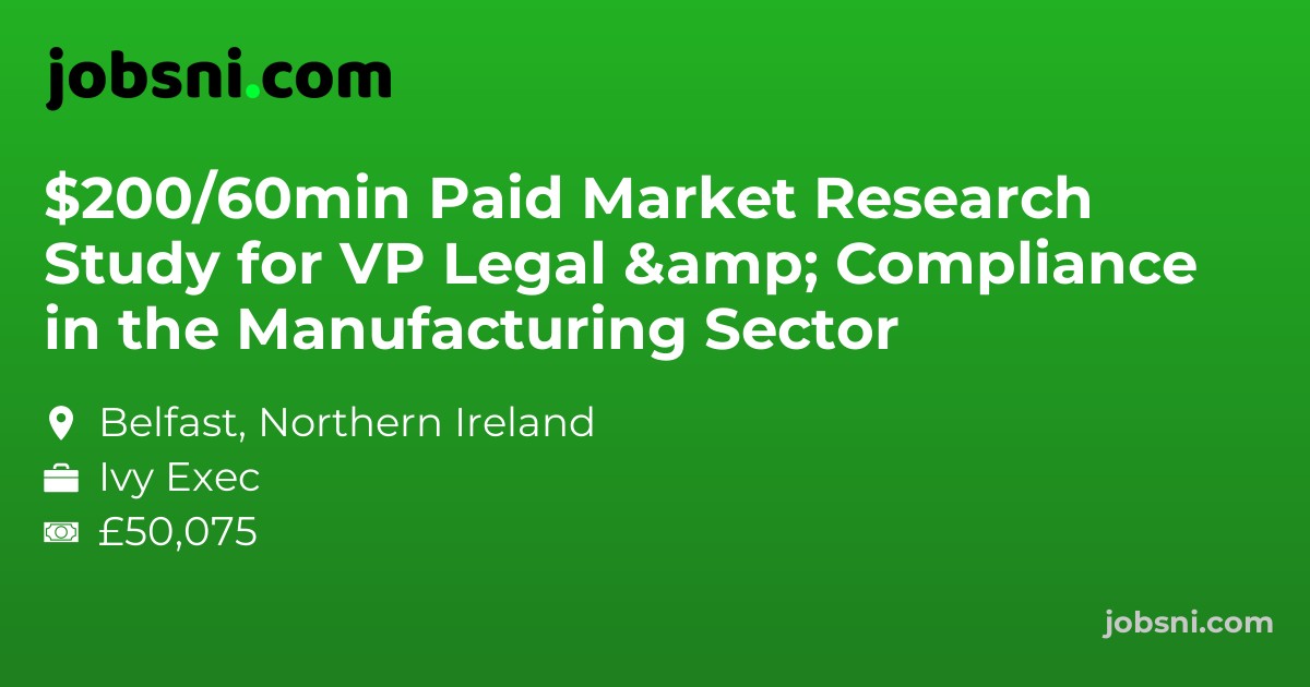 $200/60min Paid Market Research Study for VP Legal & Compliance in the Manufacturing Sector