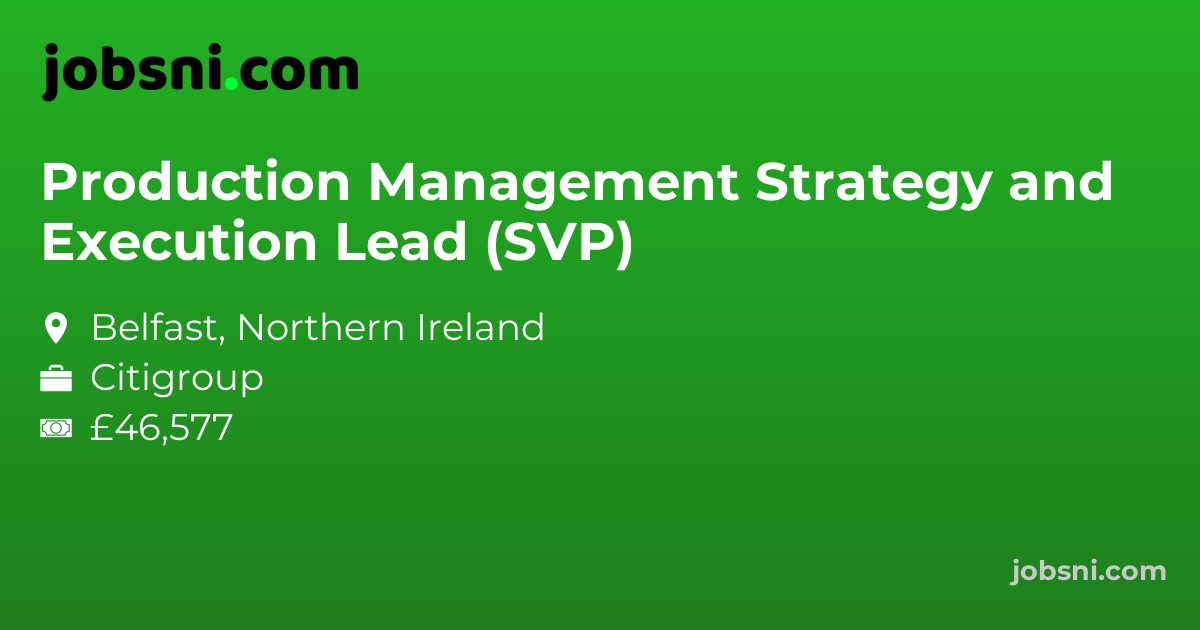 Production Management Strategy and Execution Lead (SVP)