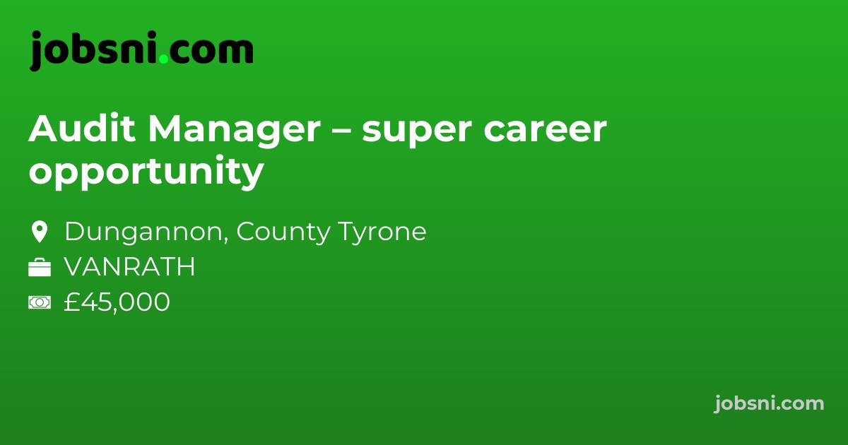 Audit Manager – super career opportunity