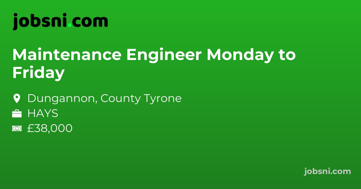 Maintenance Engineer Monday to Friday