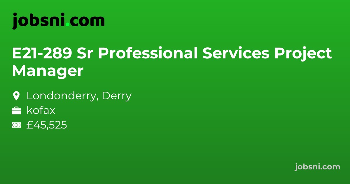 E21-289 Sr Professional Services Project Manager