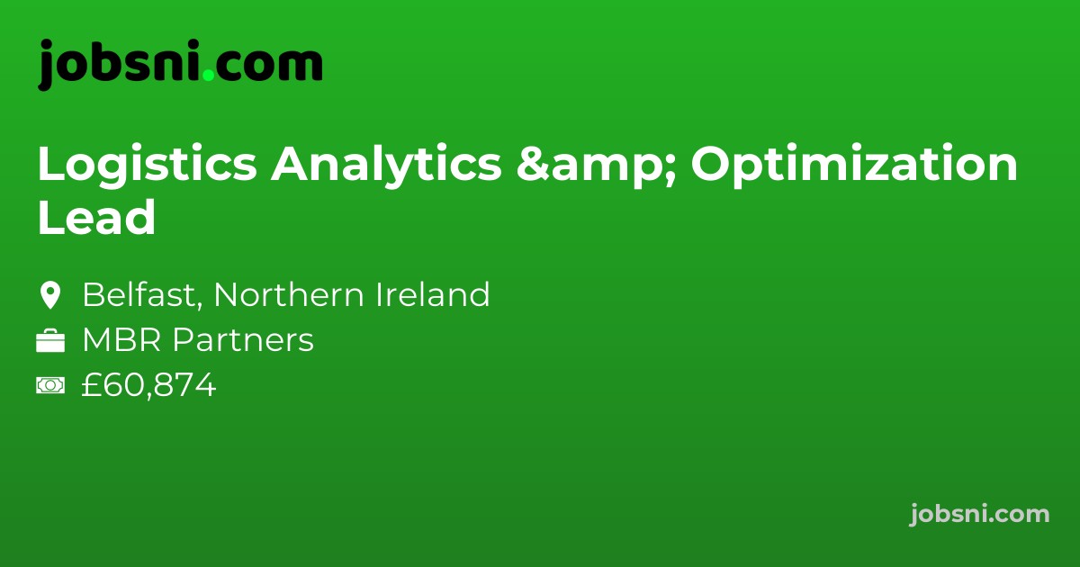 Logistics Analytics & Optimization Lead - Apply Now