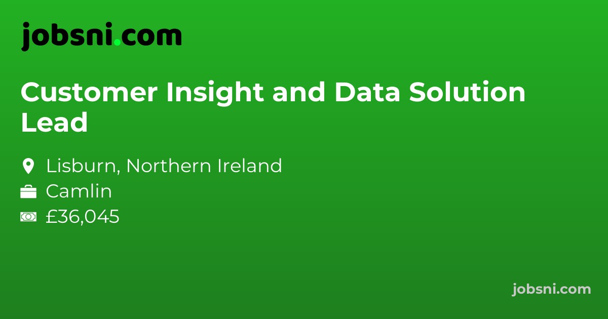 Customer Insight and Data Solution Lead - Apply Now