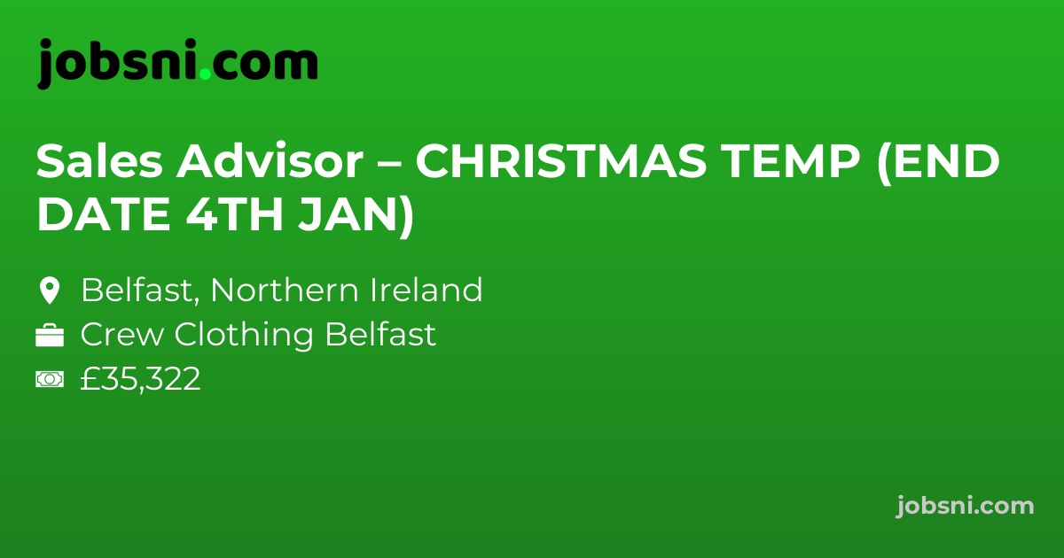 Sales Advisor – CHRISTMAS TEMP (END DATE 4TH JAN)