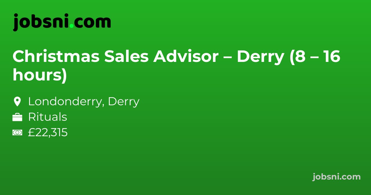 Christmas Sales Advisor – Derry (8 – 16 hours)