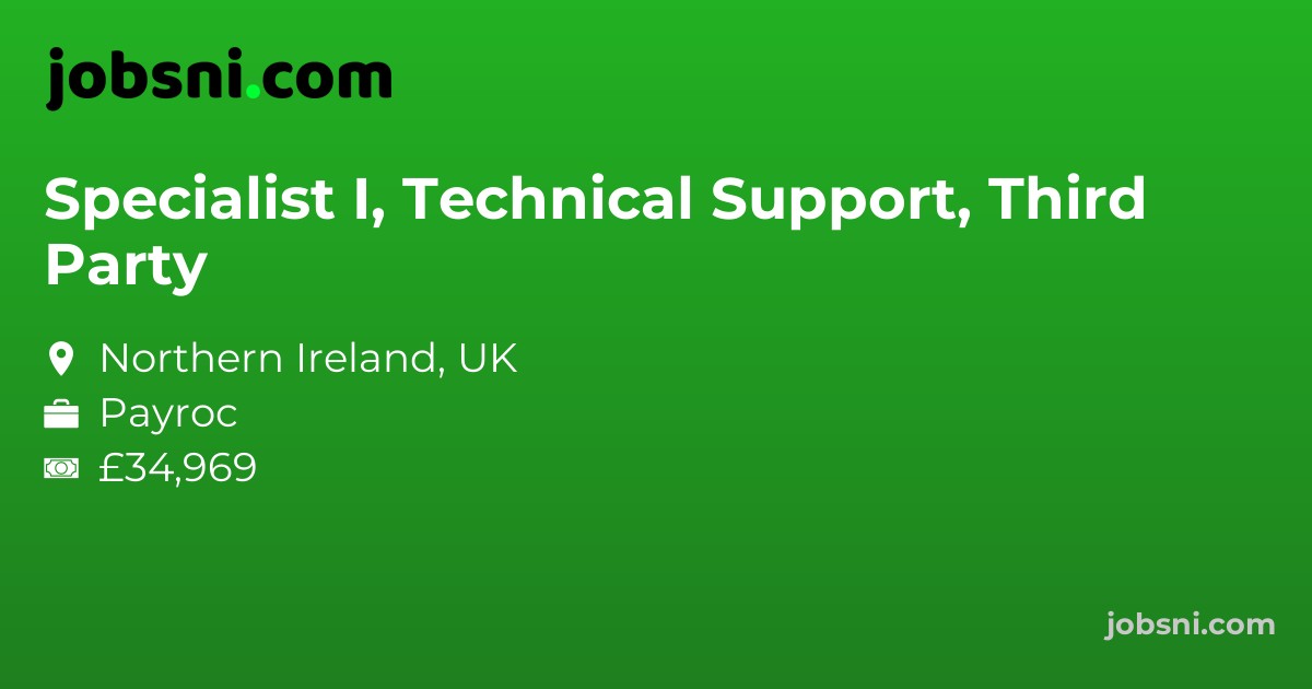 Specialist I, Technical Support, Third Party